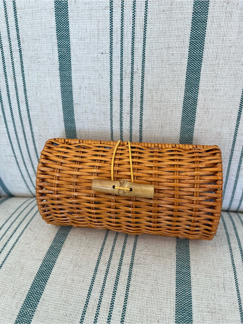 Lilly Pulitzer Honey Brown Woven Rattan Clutch